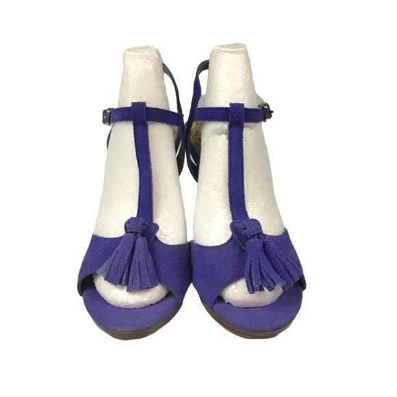 LOFT 5.5 suede tassels-strap heels blue - Picture 2 of 8
